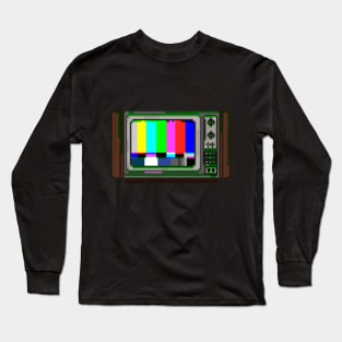 8 Bit Glitchy CRT TV Long Sleeve T-Shirt